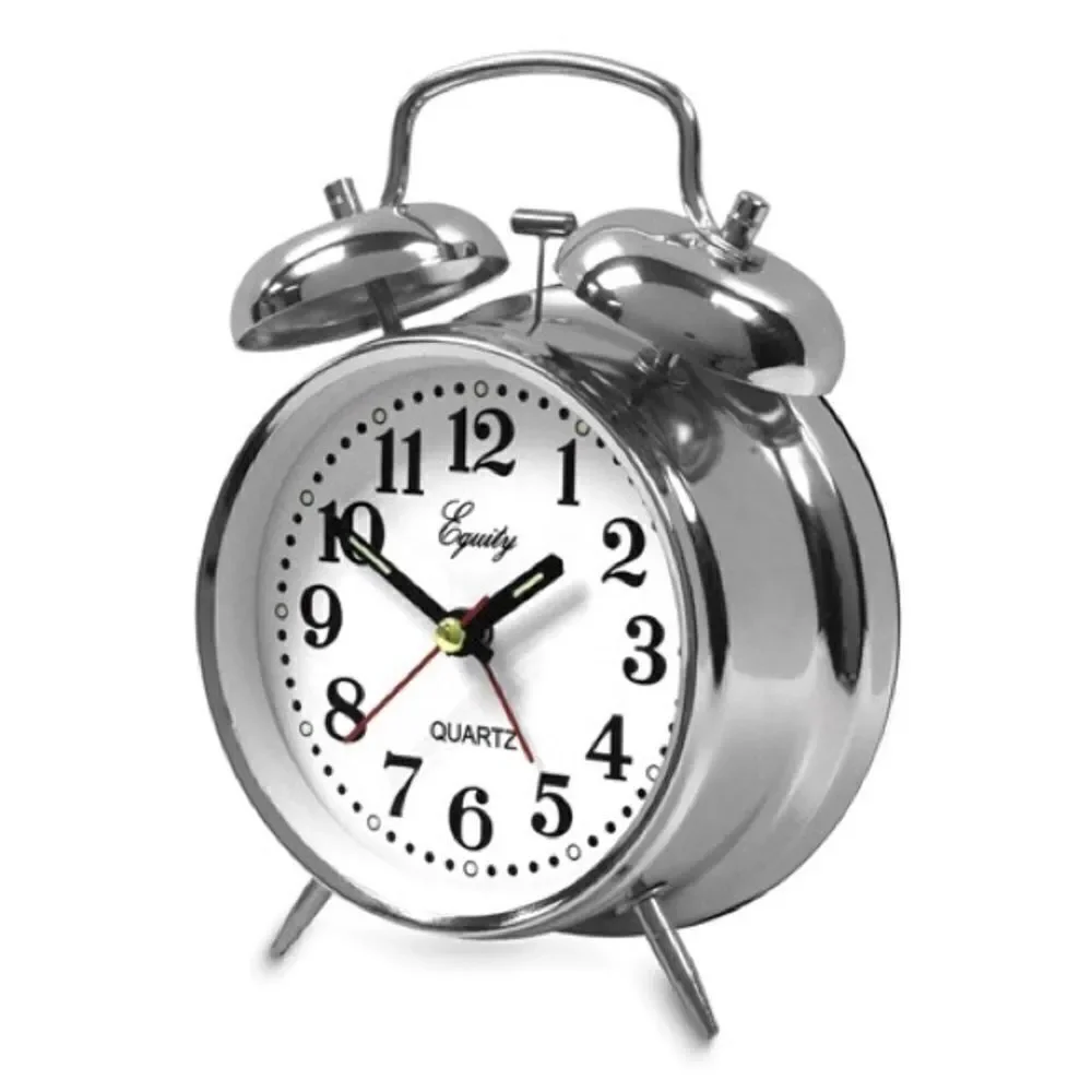 Silver-tone Twin Bell Analog Quartz Alarm Clock